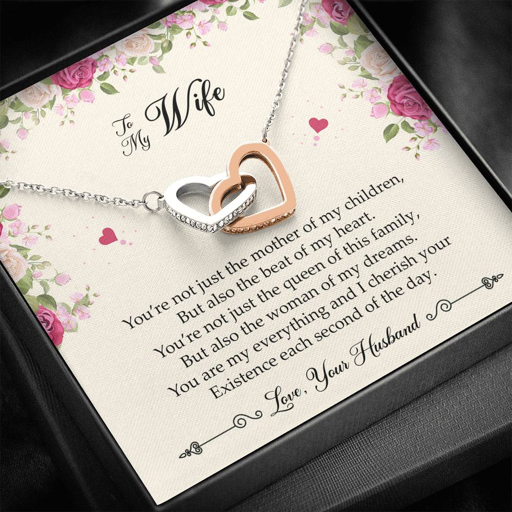 To My Wife, You Are My Everything, Interlocking Heart Necklace For Women, Anniversary Birthday Gifts From Husband