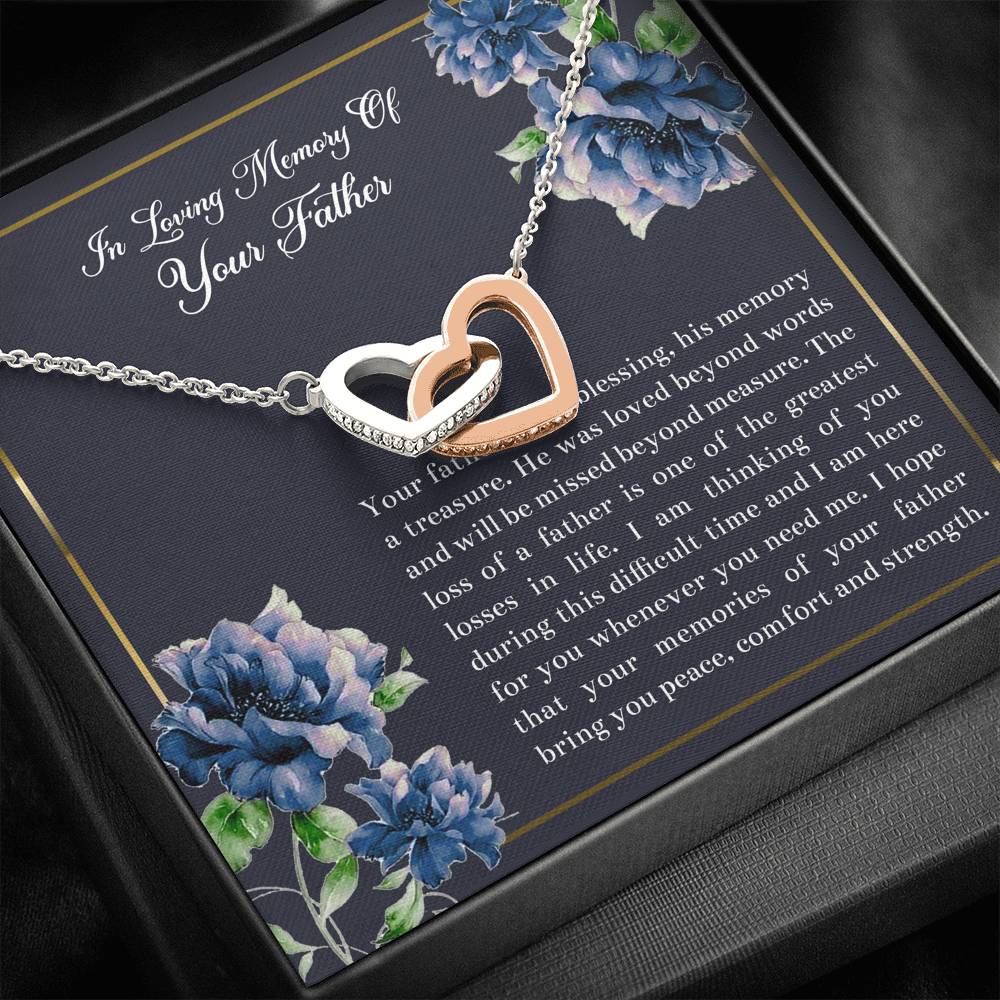 Loss of Father Gifts, In Loving Memory, Sympathy Interlocking Heart Necklace For Loss of Father, Memorial Sorry For Your Loss Present