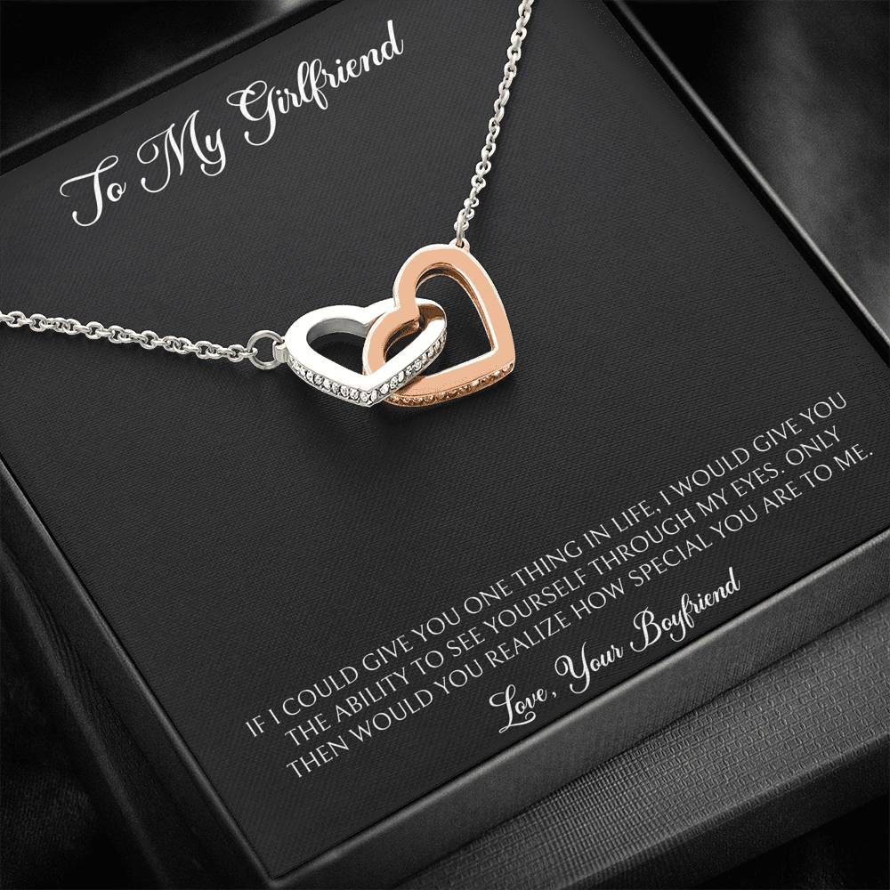 To My Girlfriend, You Are Special To Me, Interlocking Heart Necklace For Women, Anniversary Birthday Valentines Day Gifts From Boyfriend