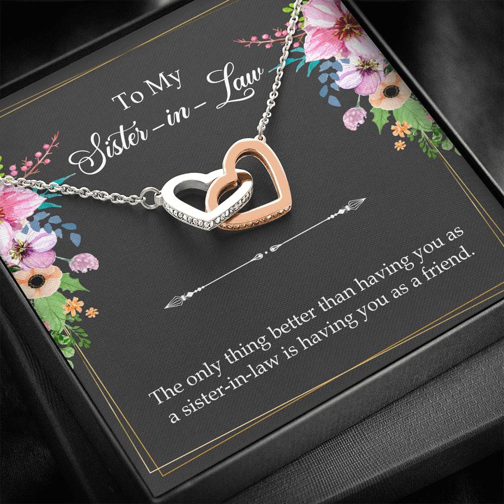 To My Sister-in-Law Gifts, The Only Thing Better, Interlocking Heart Necklace For Women, Wedding Day Thank You Ideas From Bride