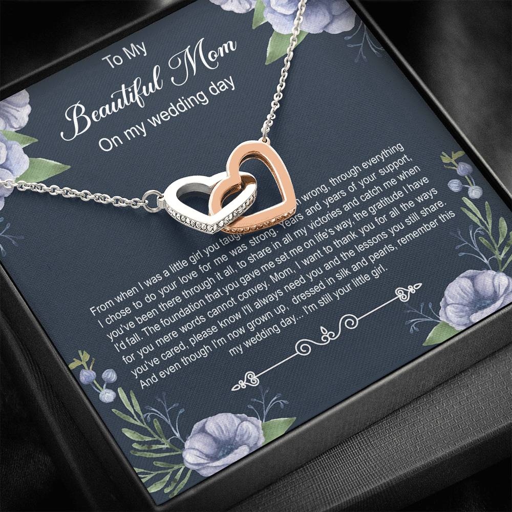 Mom of the Bride Gifts, You Thought Me Right From Wrong, Interlocking Heart Necklace For Women, Wedding Day Thank You Ideas From Bride