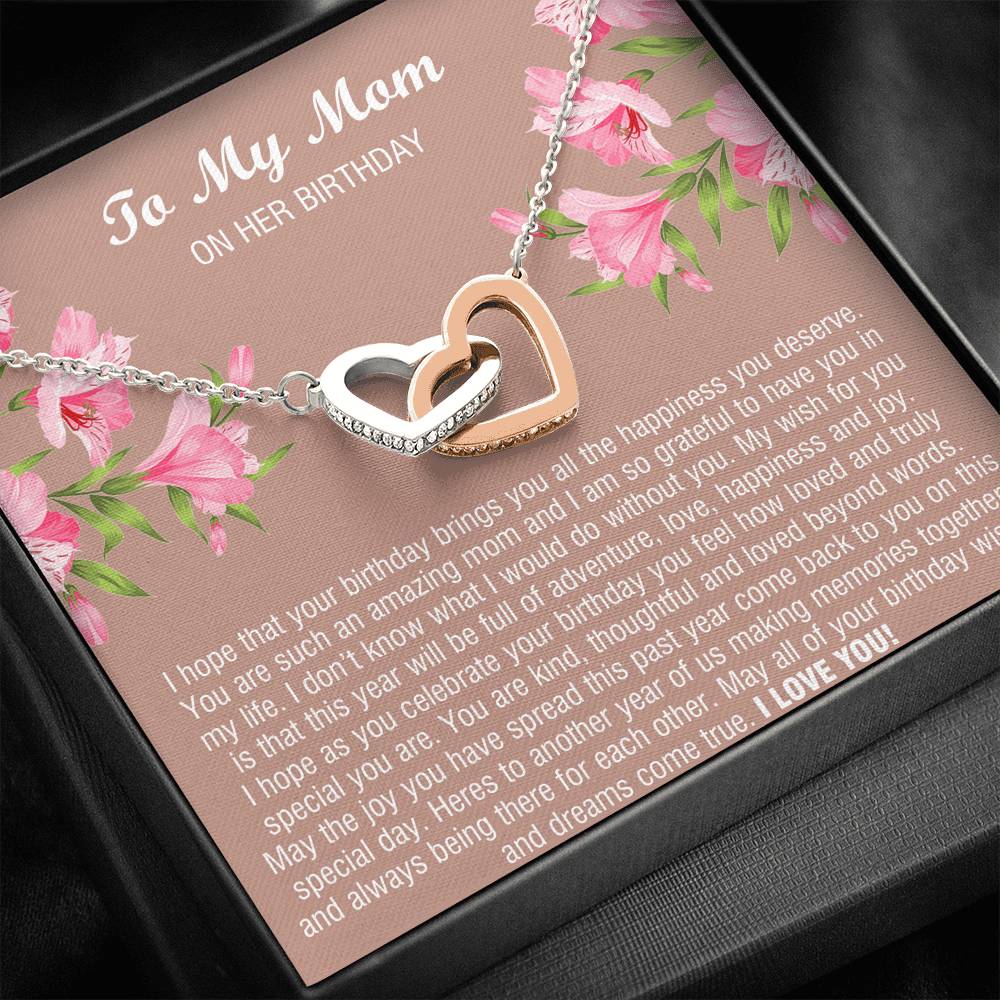 To My Mom Gifts, You Are Amazing, Interlocking Heart Necklace For Women, Birthday Present From Son Daughter