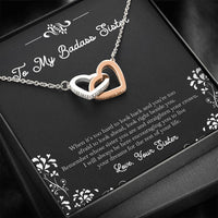 Load image into Gallery viewer, To My Badass Sister Gifts, I Will Always Be Here , Interlocking Heart Necklace For Women, Birthday Present Idea From Sister
