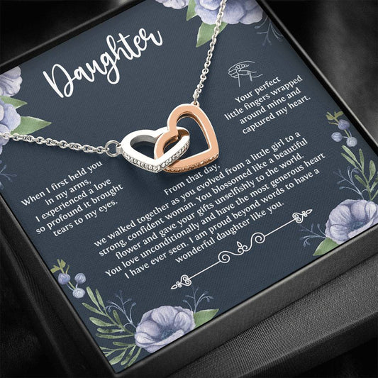 To My Daughter Gifts, When I First Held You In My Arms, Interlocking Heart Necklace For Women, Birthday Present Ideas From Mom Dad