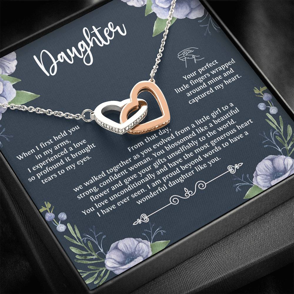 To My Daughter Gifts, When I First Held You In My Arms, Interlocking Heart Necklace For Women, Birthday Present Ideas From Mom Dad