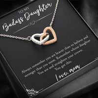 Load image into Gallery viewer, To My Badass Daughter Gifts, You Are Braver Than You Believe, Interlocking Heart Necklace For Women, Birthday Present Idea From Mom
