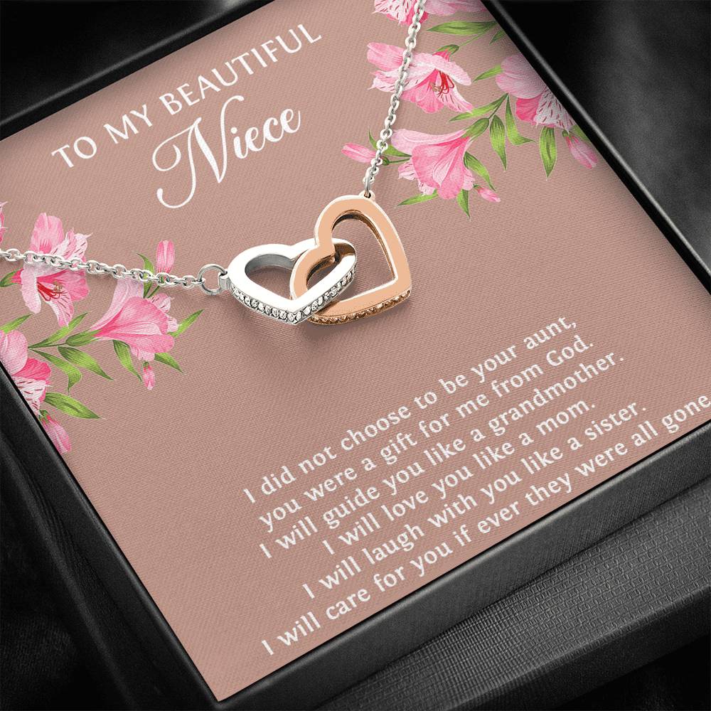To My Niece  Gifts, You Were A Gift For Me From God, Interlocking Heart Necklace For Women, Birthday Present Idea From Aunt