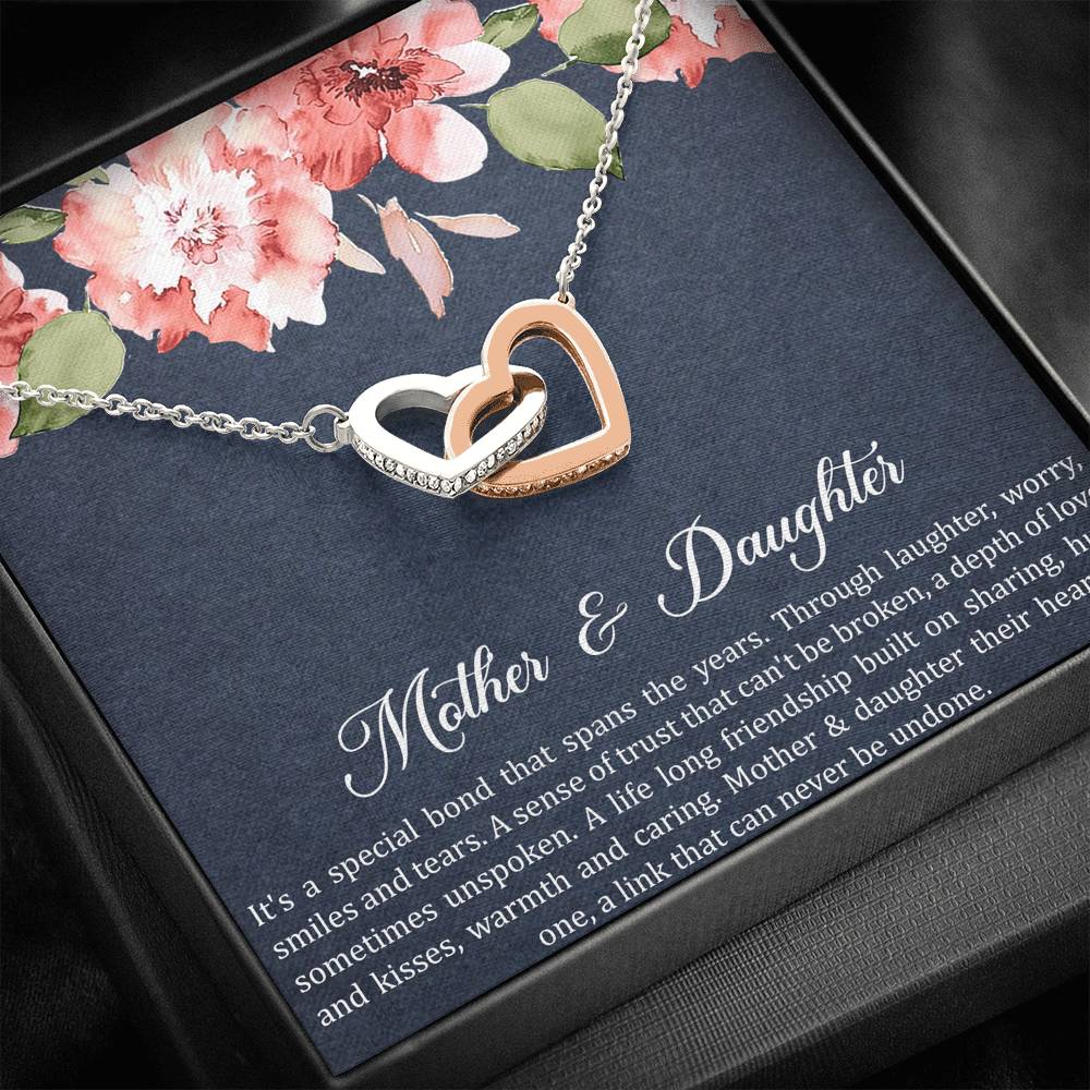 To My Daughter Gifts, Special Bond That Spans The Years, Interlocking Heart Necklace For Women, Birthday Present Idea From Mom