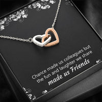 Load image into Gallery viewer, Retirement Gifts, Chance Made Us Colleagues, Happy Retirement Interlocking Heart Necklace For Women, Retirement Party Favor From Coworkers
