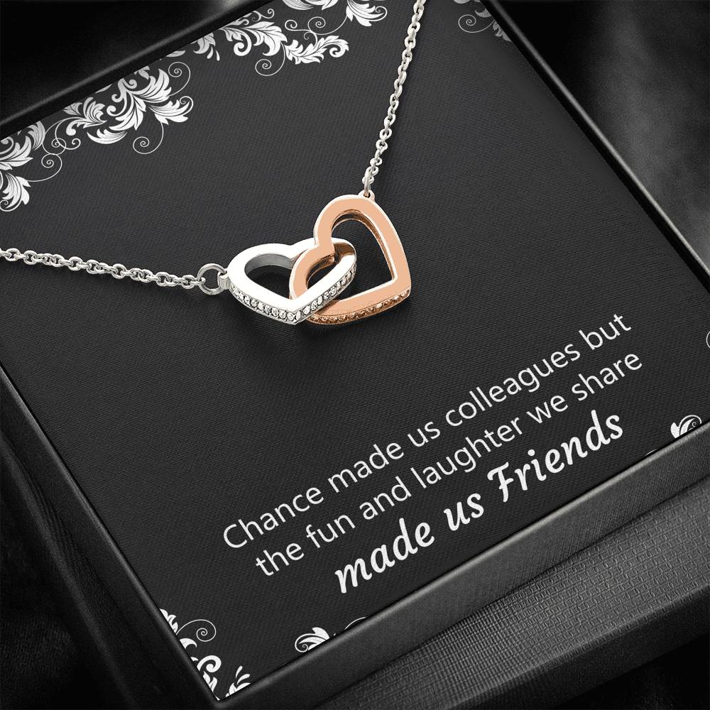 Retirement Gifts, Chance Made Us Colleagues, Happy Retirement Interlocking Heart Necklace For Women, Retirement Party Favor From Coworkers