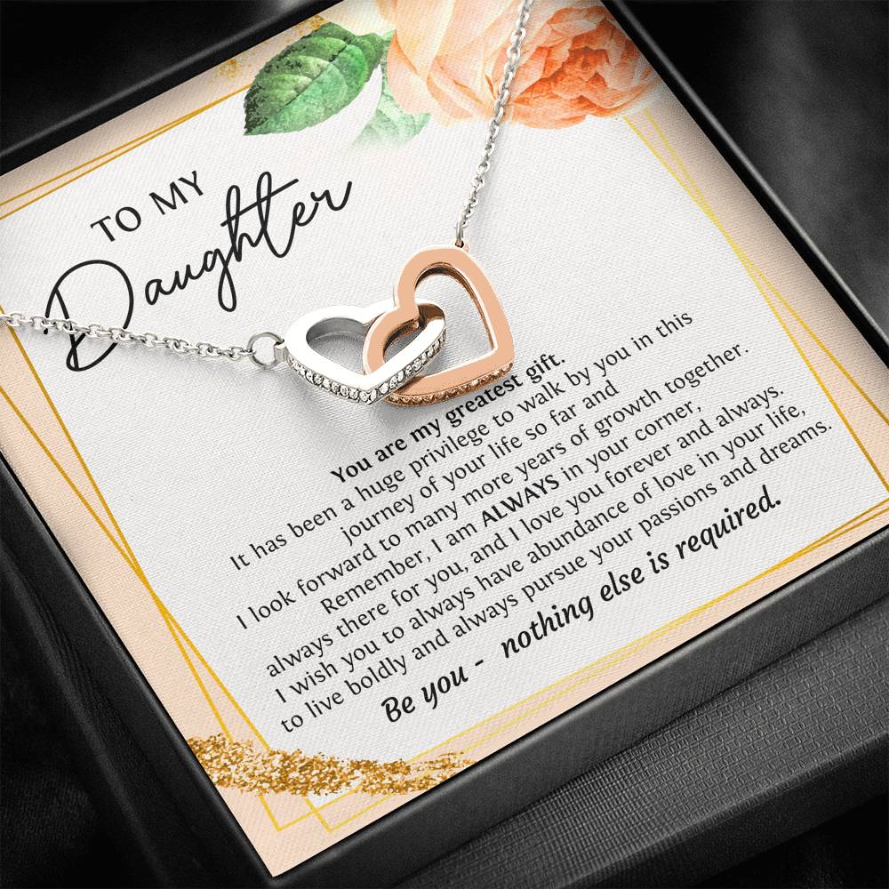 To My Daughter Gifts, You Are My Greatest Gift, Interlocking Heart Necklace For Women, Birthday Present Ideas From Mom Dad