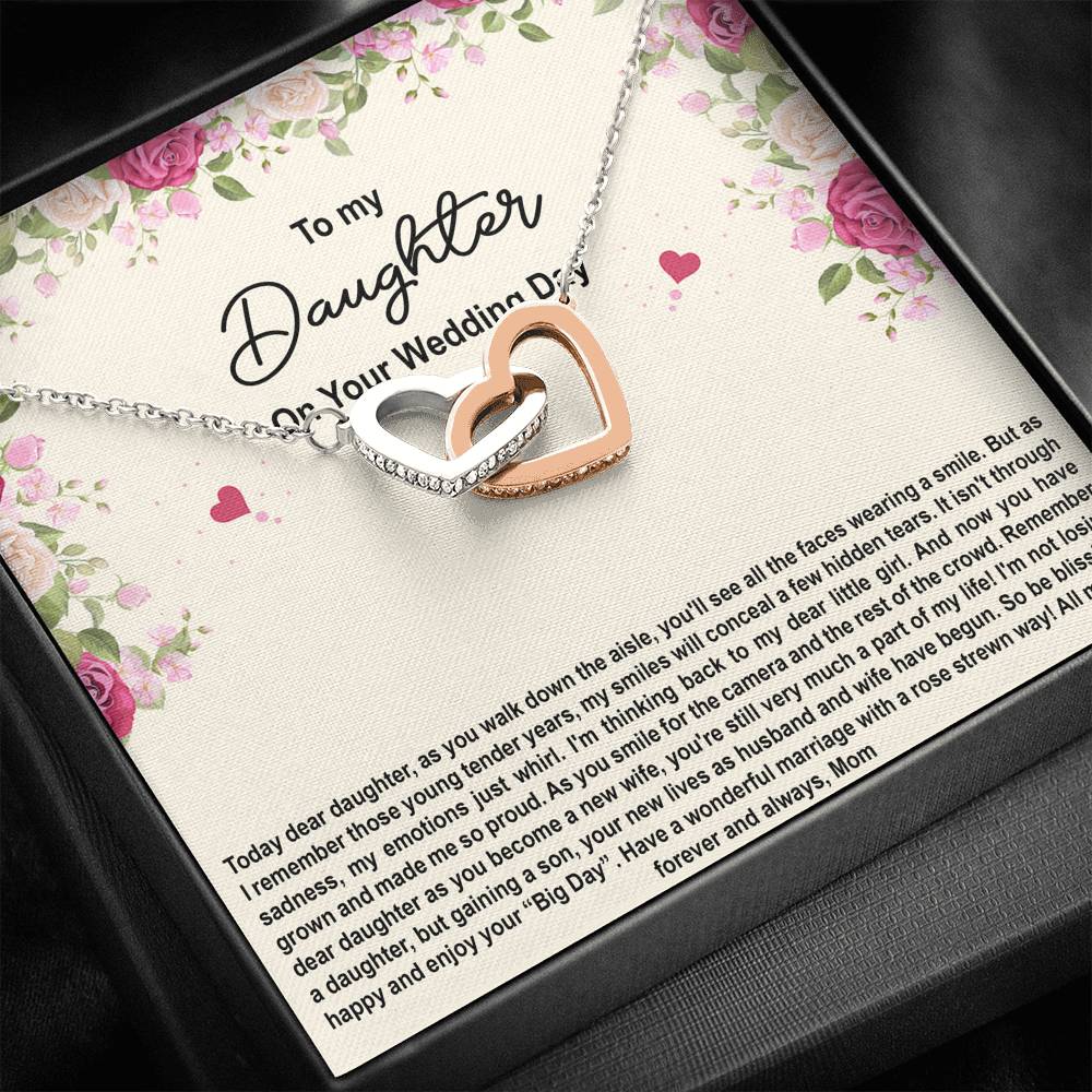 To My Bride Gifts, Enjoy Your Big Day, Interlocking Heart Necklace For Women, Wedding Day Thank You Ideas From Mom