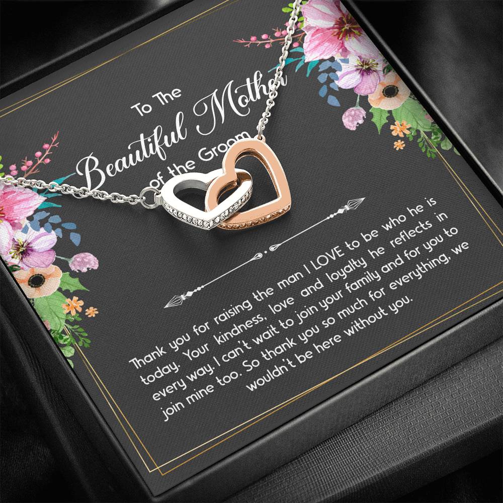 Mom Of The Groom Gifts, Thank You For Raising The Man I Love, Interlocking Heart Necklace For Women, Wedding Day Thank You Ideas From Bride