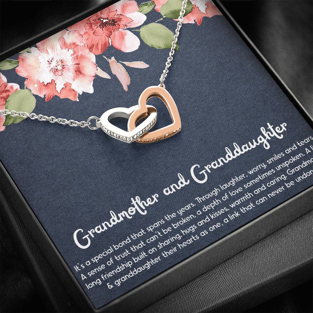 To My Granddaughter Gifts, Special Bond, Interlocking Heart Necklace For Women, Birthday Present Idea From Grandma