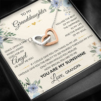 Load image into Gallery viewer, To My Granddaughter Gifts, I asked god for an angel he sent me you, Interlocking Heart Necklace For Women, Present From Grandpa
