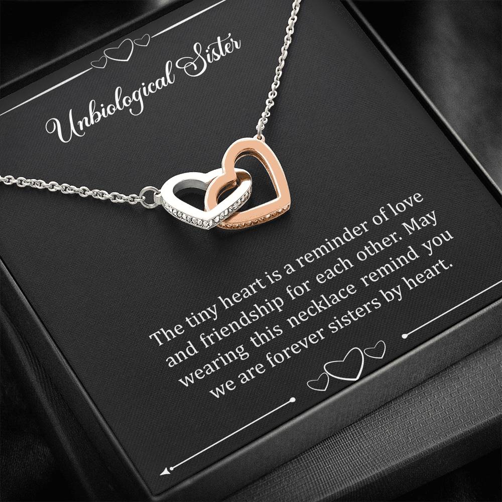 To My Unbiological Sister Gifts, Reminder of Love, Interlocking Heart Necklace For Women, Birthday Present Idea From Sister-in-law