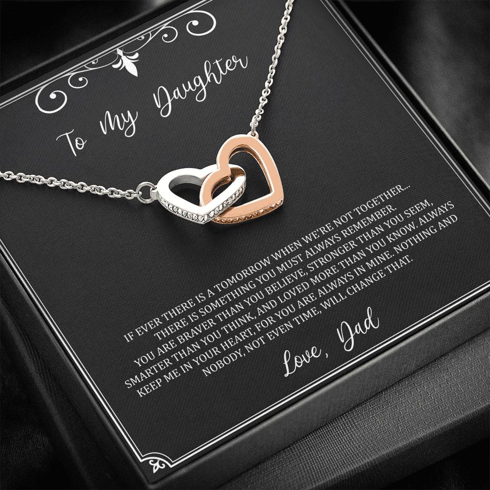 To My Daughter  Gifts, You Are Braver Than You Believe, Interlocking Heart Necklace For Women, Birthday Present Idea From Dad