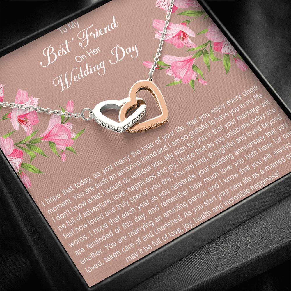 Bride Gifts, I Hope You Enjoy Every Single Moment, Interlocking Heart Necklace For Women, Wedding Day Thank You Ideas From Best Friend