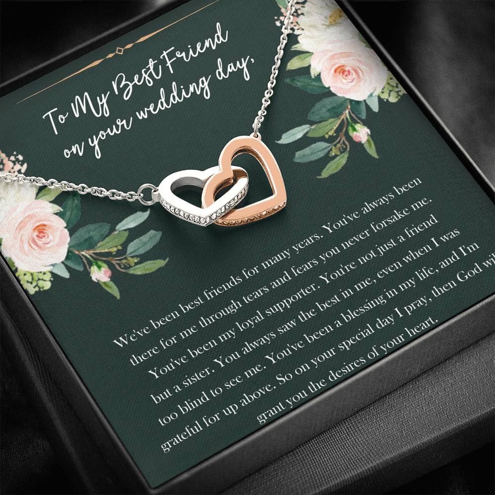 Bride Gifts, Not Just A Friend But A Sister, Interlocking Heart Necklace For Women, Wedding Day Thank You Ideas From Best Friend