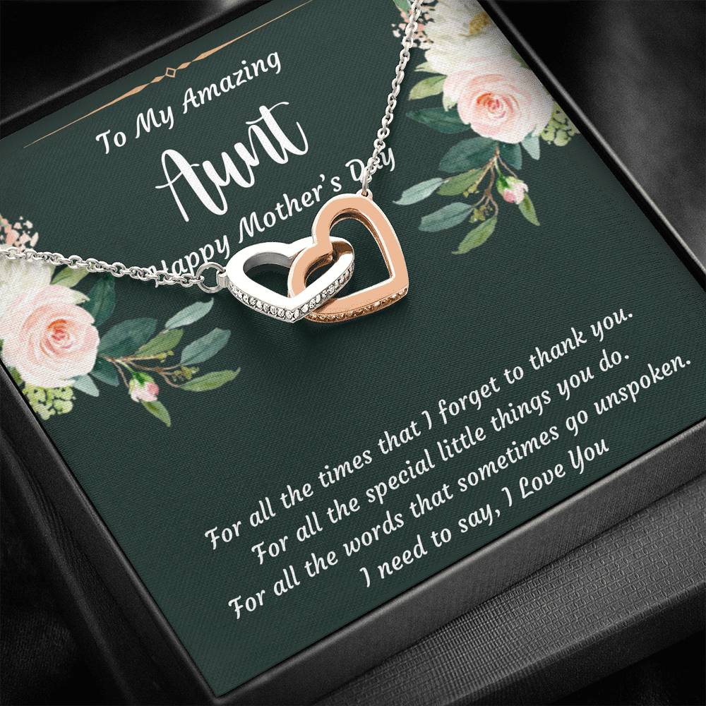 To My Aunt Gifts, I Love You, Interlocking Heart Necklace For Women, Aunt Mother's Day Present From Niece Nephew