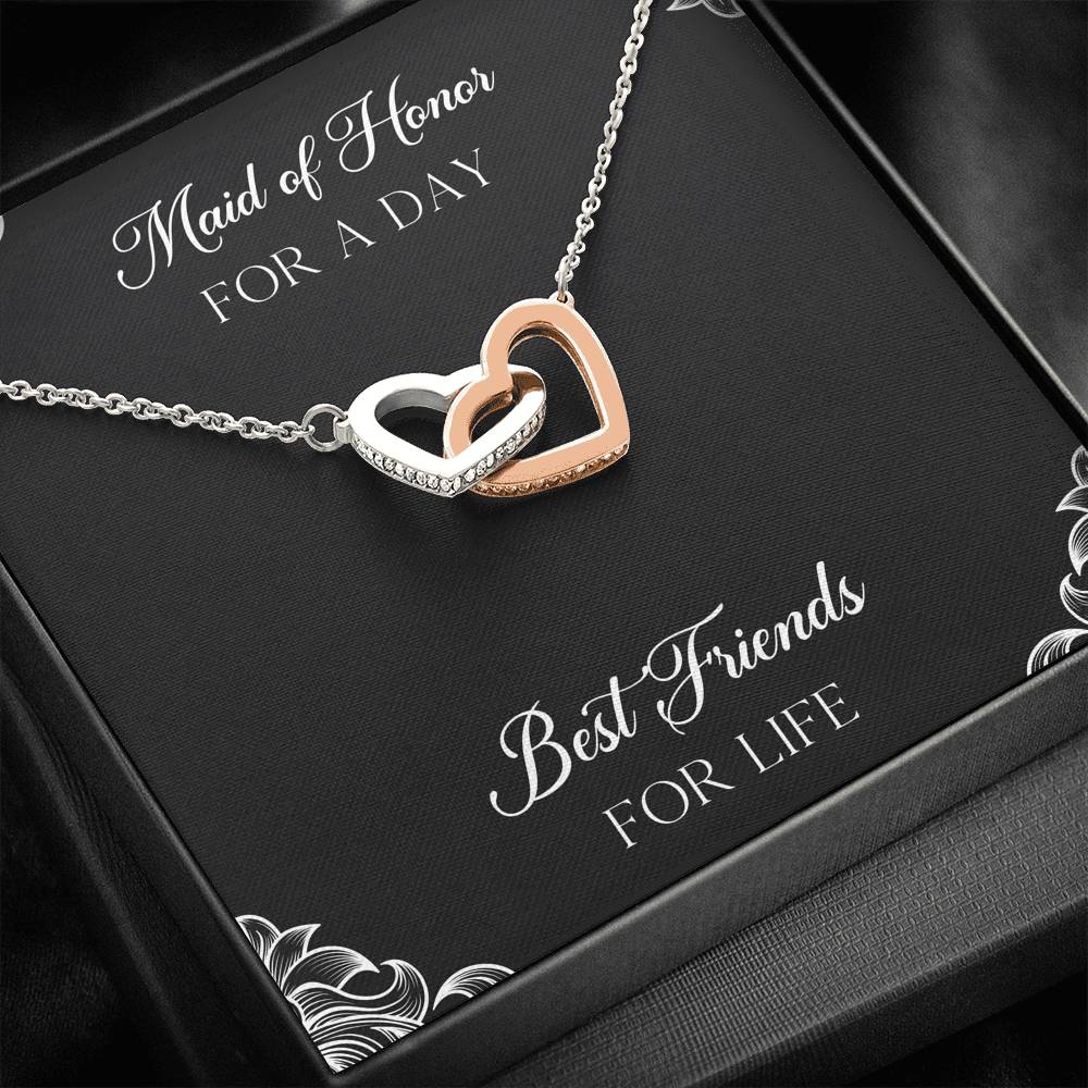 To My Maid of Honor Gifts, Best Friends for Life, Interlocking Heart Necklace For Women, Wedding Day Thank You Ideas From Bride