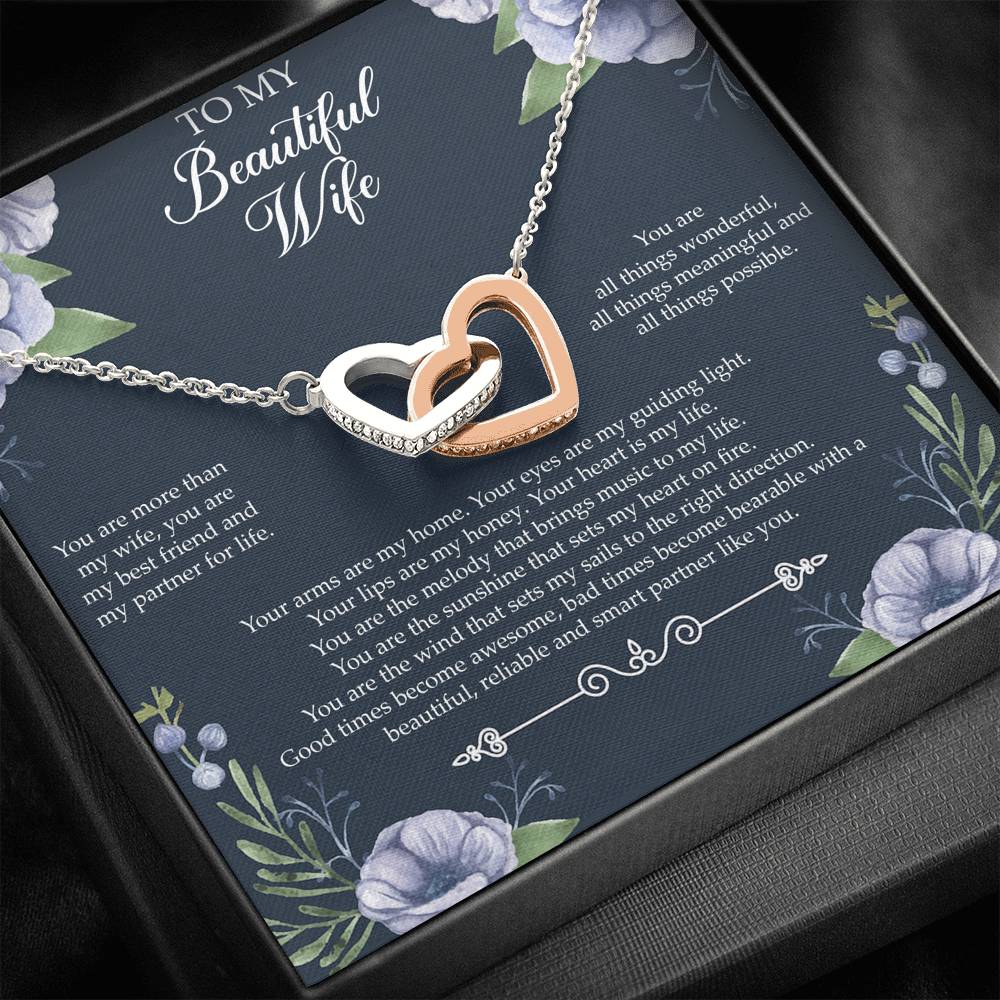 To My Wife, You Are More Than My Wife, Interlocking Heart Necklace For Women, Anniversary Birthday Gifts From Husband
