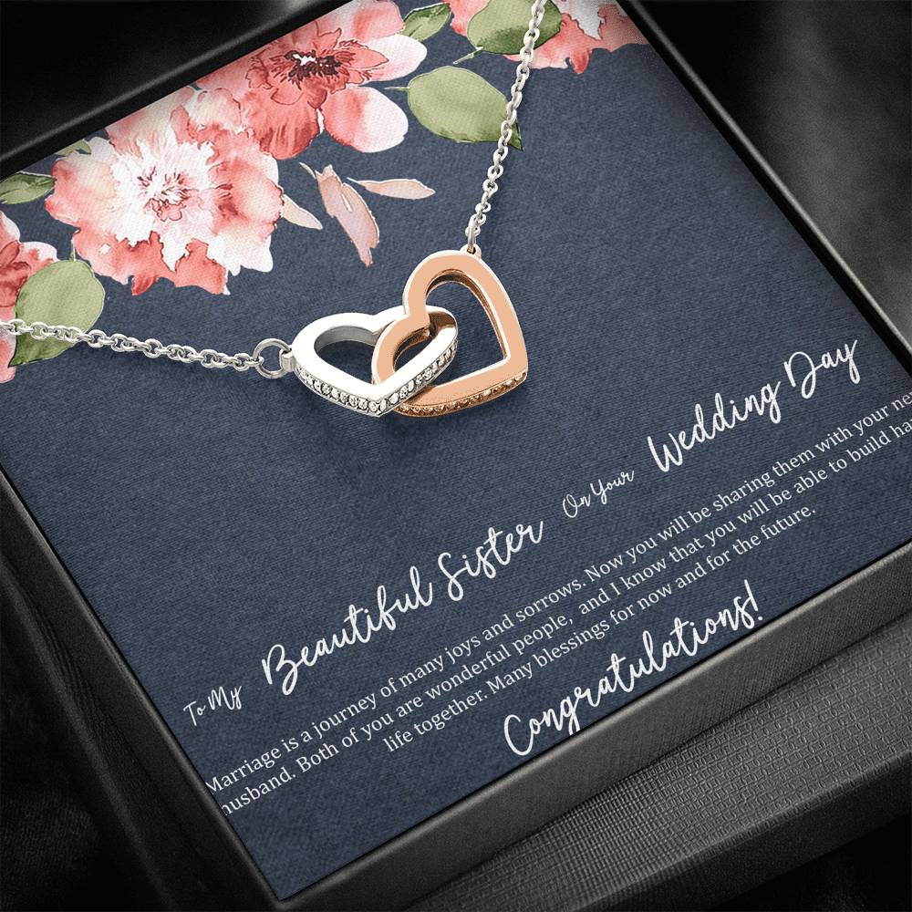 Bride Gifts, Marriage Is A Journey, Interlocking Heart Necklace For Women, Wedding Day Thank You Ideas From Sister