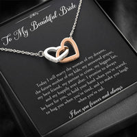 Load image into Gallery viewer, To My Bride Gifts, I Love You Forever And Always, Interlocking Heart Necklace For Women, Wedding Day Thank You Ideas From Groom
