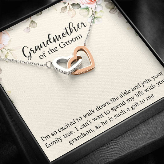 Grandmother of the Groom Gifts, Spend Life With Your Grandson, Interlocking Heart Necklace For Women, Wedding Day Thank You Ideas From Bride