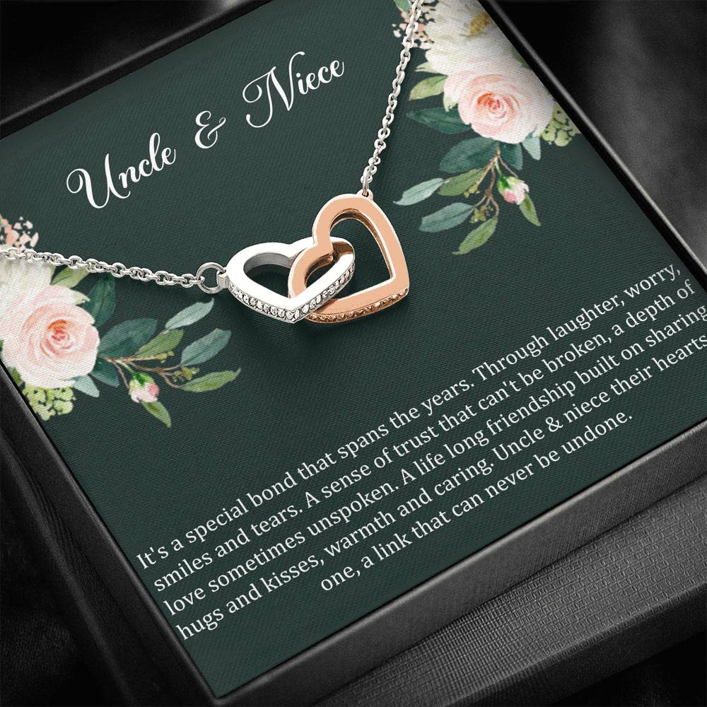 To My Niece Gifts, Special Bond, Interlocking Heart Necklace For Women, Niece Birthday Present From Uncle