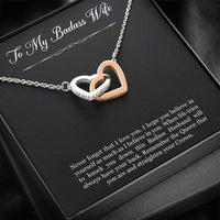 Load image into Gallery viewer, To My Badass Wife, Never Forget That I Love You, Interlocking Heart Necklace For Women, Anniversary Birthday Gifts From Husband
