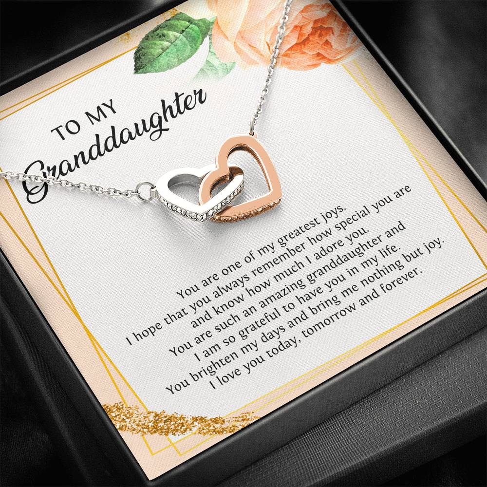 To My Granddaughter Gifts, You Are One Of My Greatest Joys, Interlocking Heart Necklace For Women, Birthday Present Idea From Grandma Grandpa