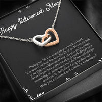 Load image into Gallery viewer, Mom Retirement Gifts, Never Forget, Happy Retirement Interlocking Heart Necklace For Women, Retirement Party Favor From Daughter Son

