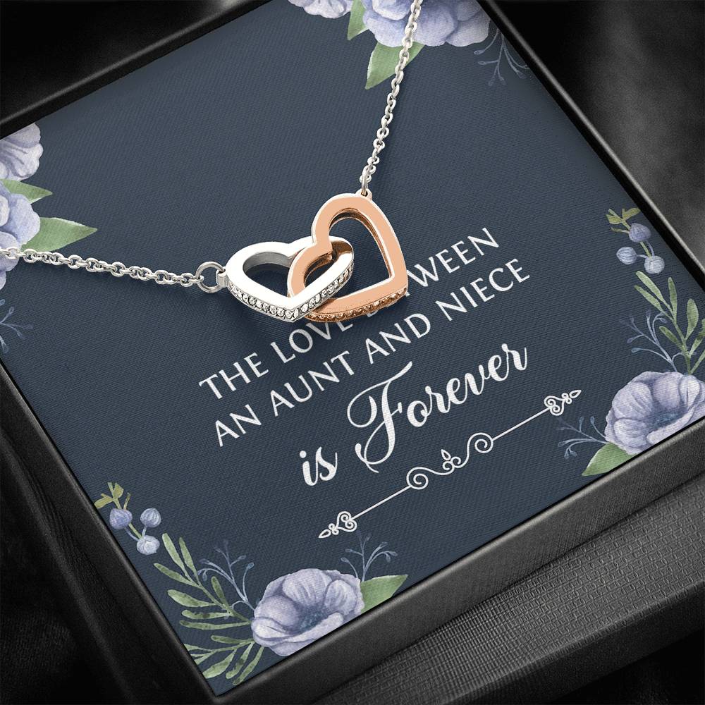To My Niece  Gifts, The Love Between an Aunt and Niece, Interlocking Heart Necklace For Women, Birthday Present Idea From Aunt