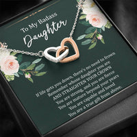 Load image into Gallery viewer, To My Badass Daughter Gifts, If Life Gets You Down, Interlocking Heart Necklace For Women, Birthday Present Idea From Mom
