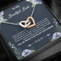 Load image into Gallery viewer, To My Bride Gifts, Today You Become My Wife, Interlocking Heart Necklace For Women, Wedding Day Thank You Ideas From Groom
