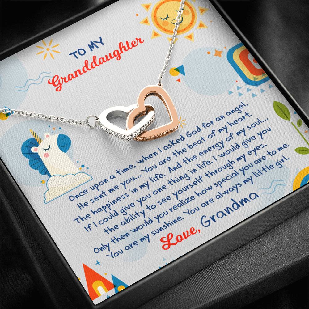 To My Granddaughter Gifts, You are always my little girl, Interlocking Hear Necklace For Women, Present From Grandma