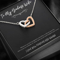 Load image into Gallery viewer, To My Badass Wife, Whenever You Feel Incompetent, Interlocking Heart Necklace For Women, Anniversary Birthday Valentines Day Gifts From Husband
