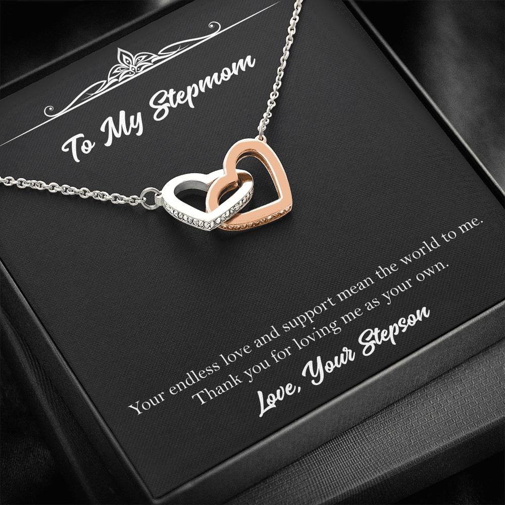 To My Stepmom Gifts, Your Endless Love And Support, Interlocking Heart Necklace For Women, Birthday Mothers Day Present From Stepson