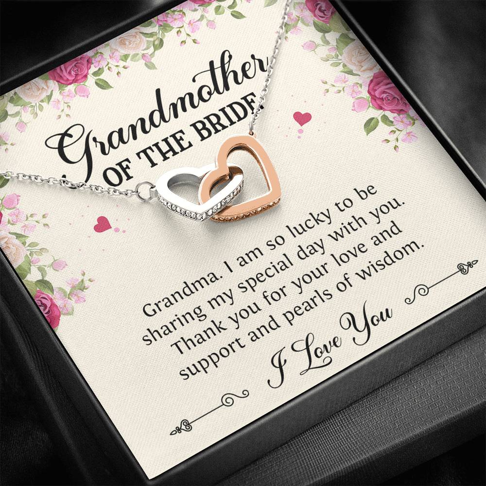 Grandmother of the Bride Gifts, I Am So Lucky, Interlocking Heart Necklace For Women, Wedding Day Thank You Ideas From Bride