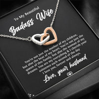 Load image into Gallery viewer, To My Badass Wife, Beat Of My Heart, Interlocking Heart Necklace For Women, Anniversary Birthday Valentines Day Gifts From Husband
