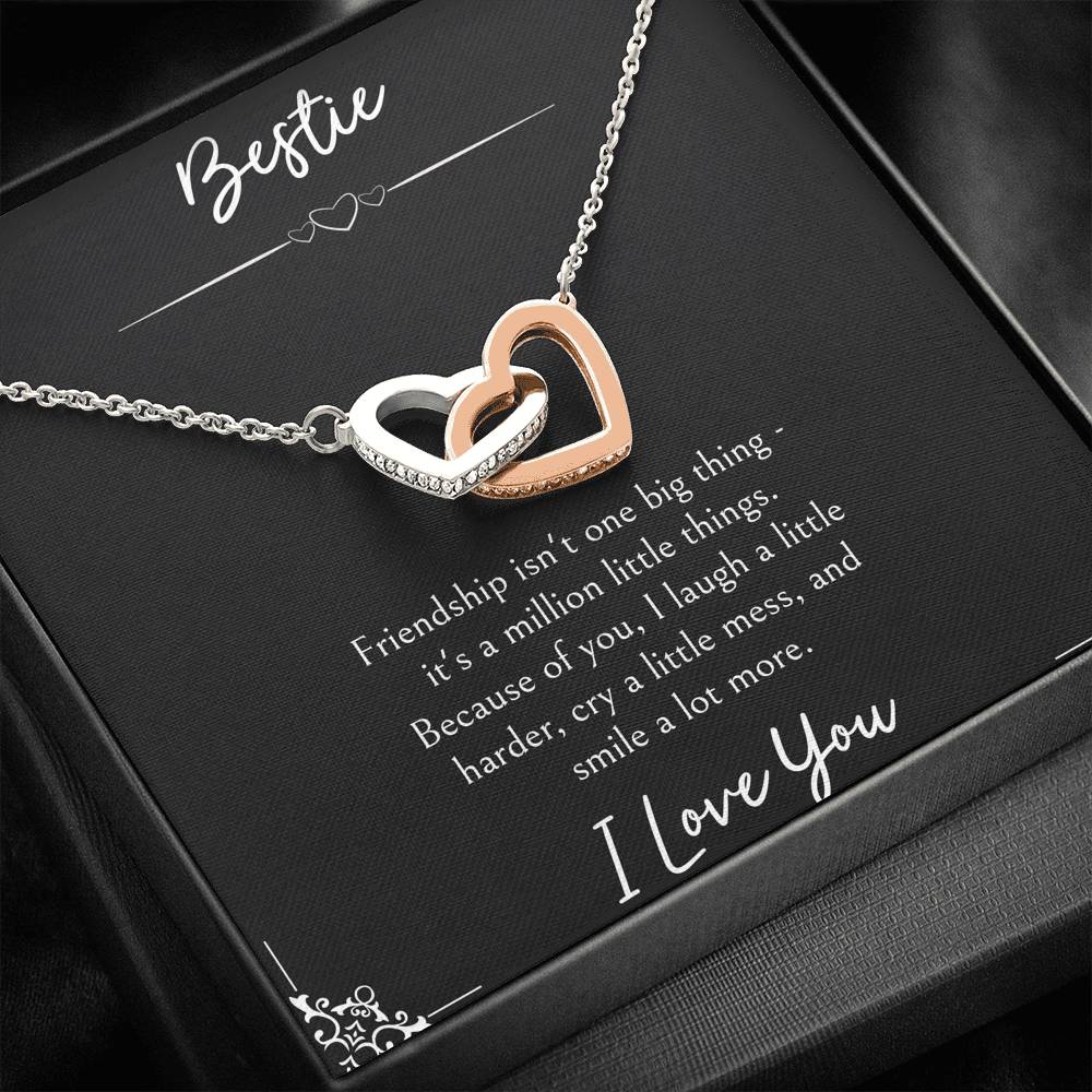 To My Friend Gifts, Because Of You, Interlocking Heart Necklace For Women, Birthday Present Idea From Bestie