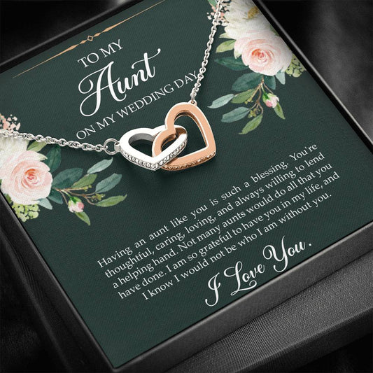 Aunt of the Bride Gifts, I Am So Grateful To Have You, Interlocking Heart Necklace For Women, Wedding Day Thank You Ideas From Bride