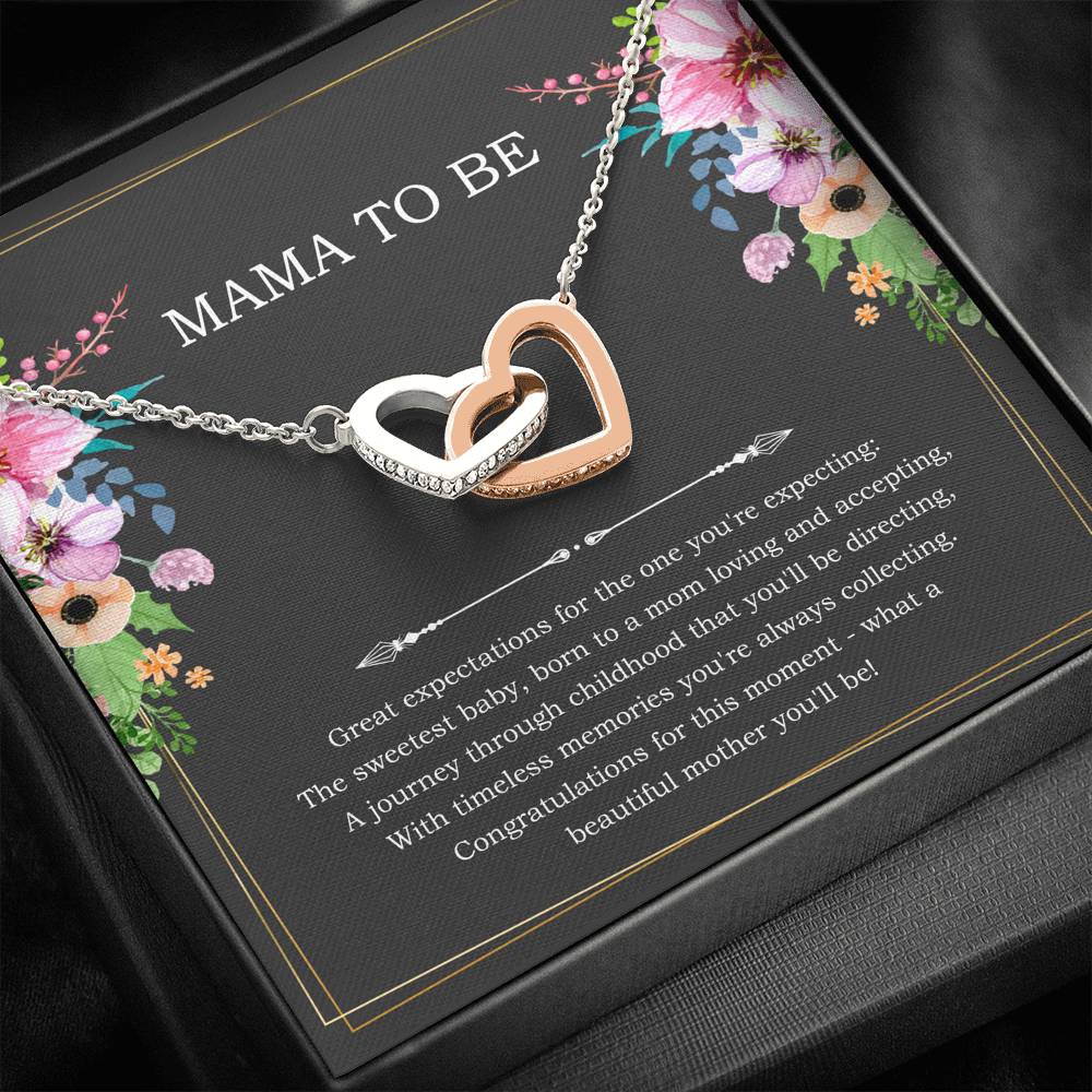 Gift for Expecting Mom, Congratulations For This Moment, Mom to Be Interlocking Heart Necklace For Women, Pregnancy Gift For New Mother