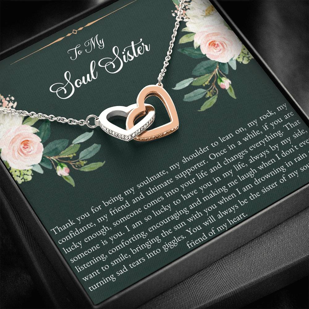 To My Best Friend Gifts, To My Soul Sister, Interlocking Heart Necklace For Women, Birthday Present Idea From Bestie