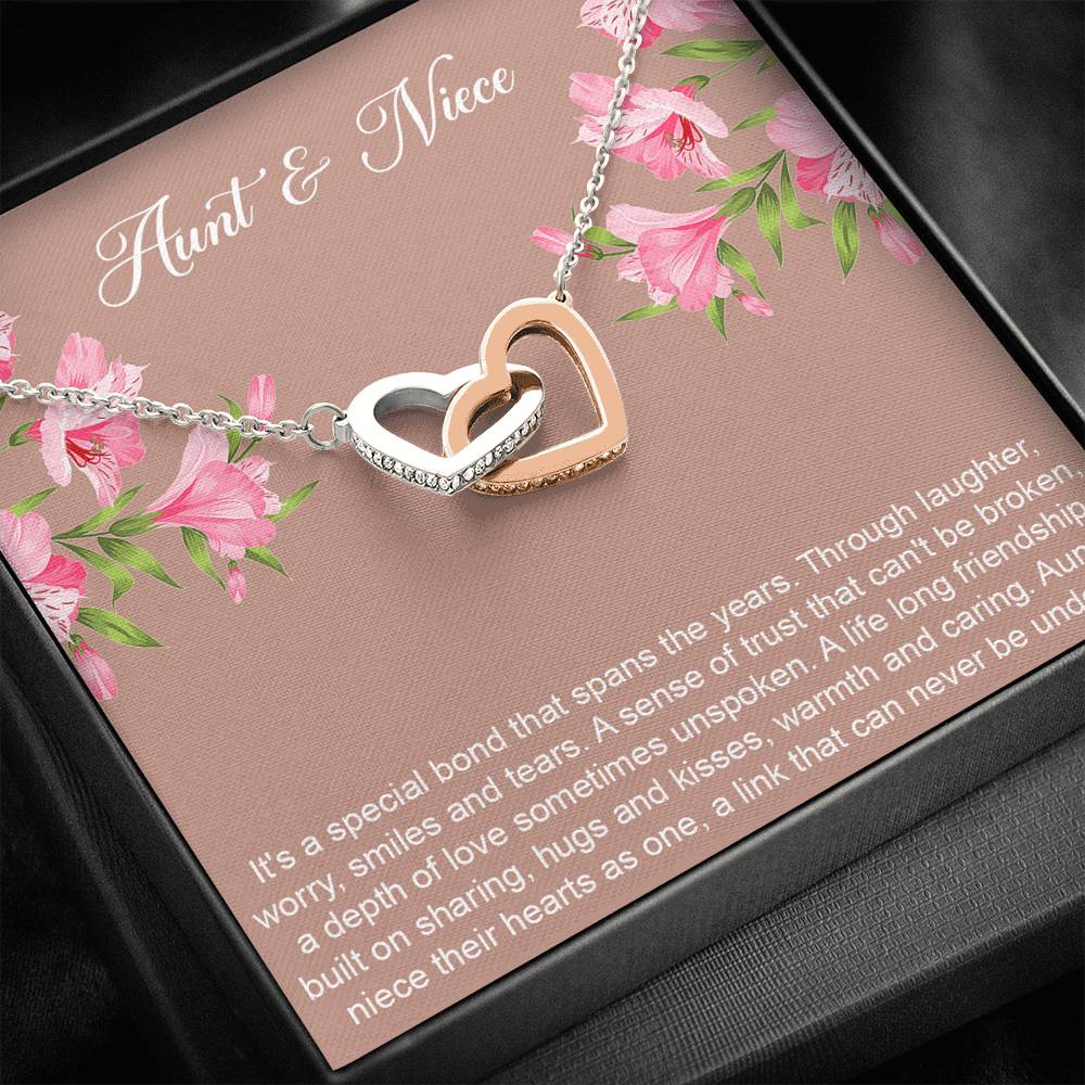 To My Aunt Gifts, Special Bond, Interlocking Heart Necklace For Women, Aunt Birthday Present From Niece
