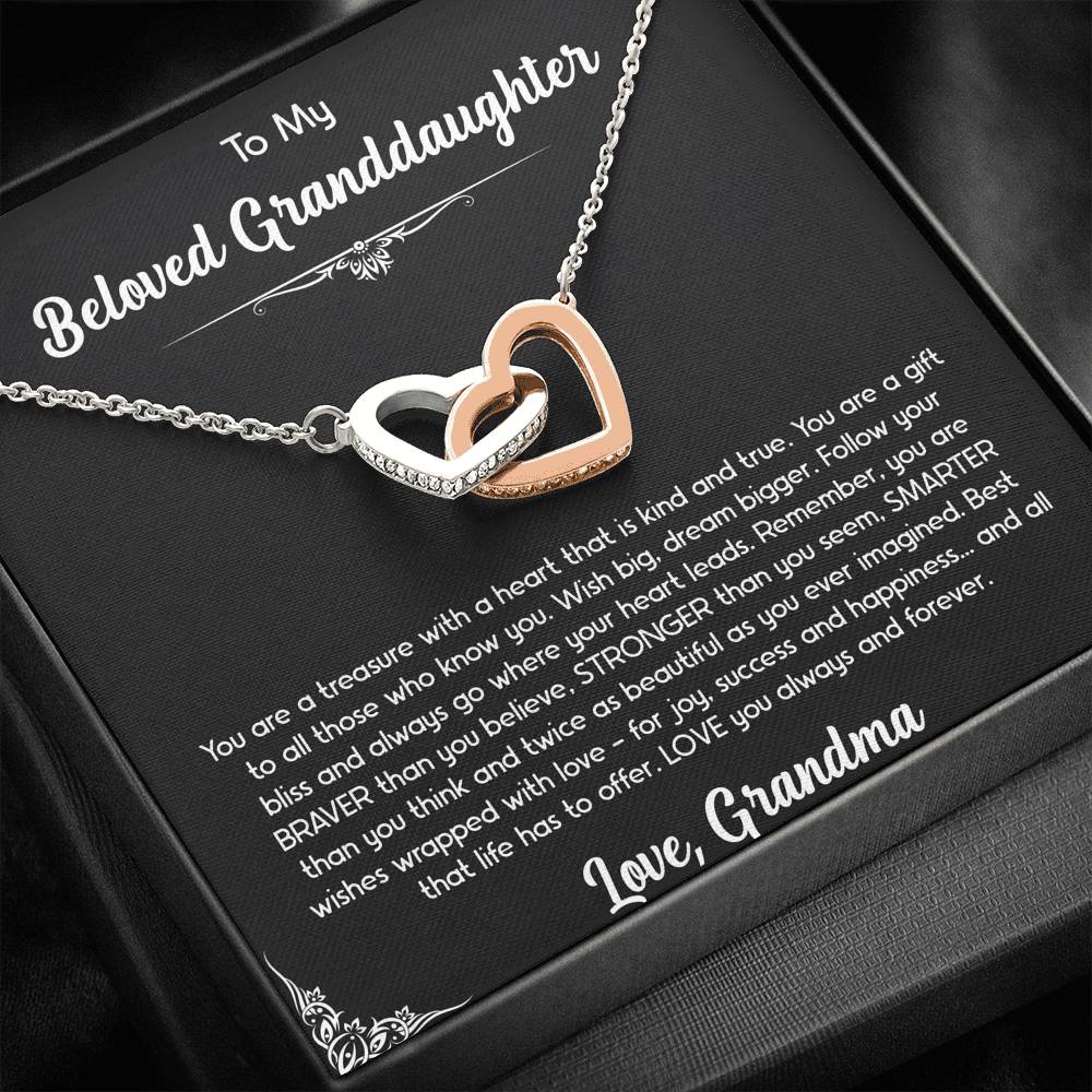 To My Granddaughter Gifts, You Are A Gift, Interlocking Heart Necklace For Women, Birthday Present Idea From Grandma
