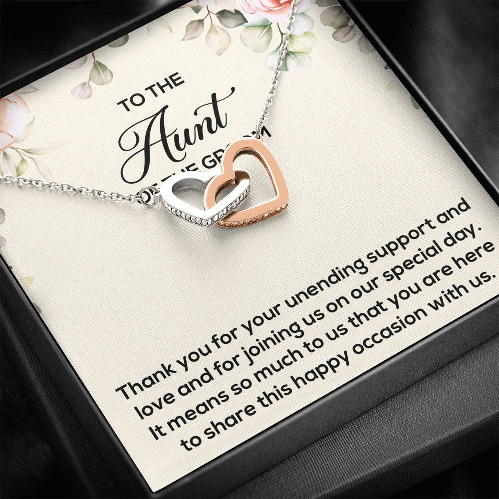 Aunt of the Groom Gifts, Thank You for Your Support, Interlocking Heart Necklace For Women, Wedding Day Thank You Ideas From Groom