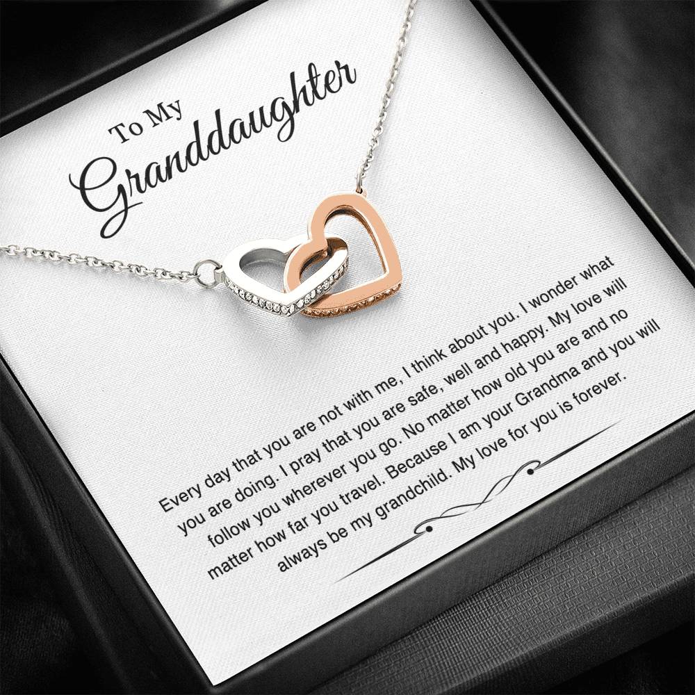 To My Granddaughter Gifts, Every Day That You Are Not With Me, Interlocking Heart Necklace For Women, Birthday Present Idea From Grandma Grandpa