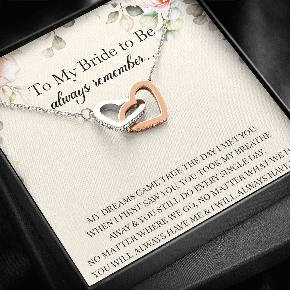 To My Bride Gifts, Always Remember, Interlocking Heart Necklace For Women, Wedding Day Thank You Ideas From Groom